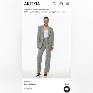 Brand new Babaton Pleated Pant high-waisted wide-leg pleated pants